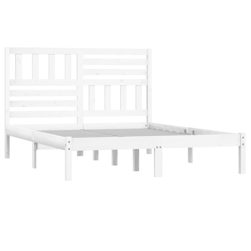 Bed Frame without Mattress White Solid Wood Pine 160x200 cm