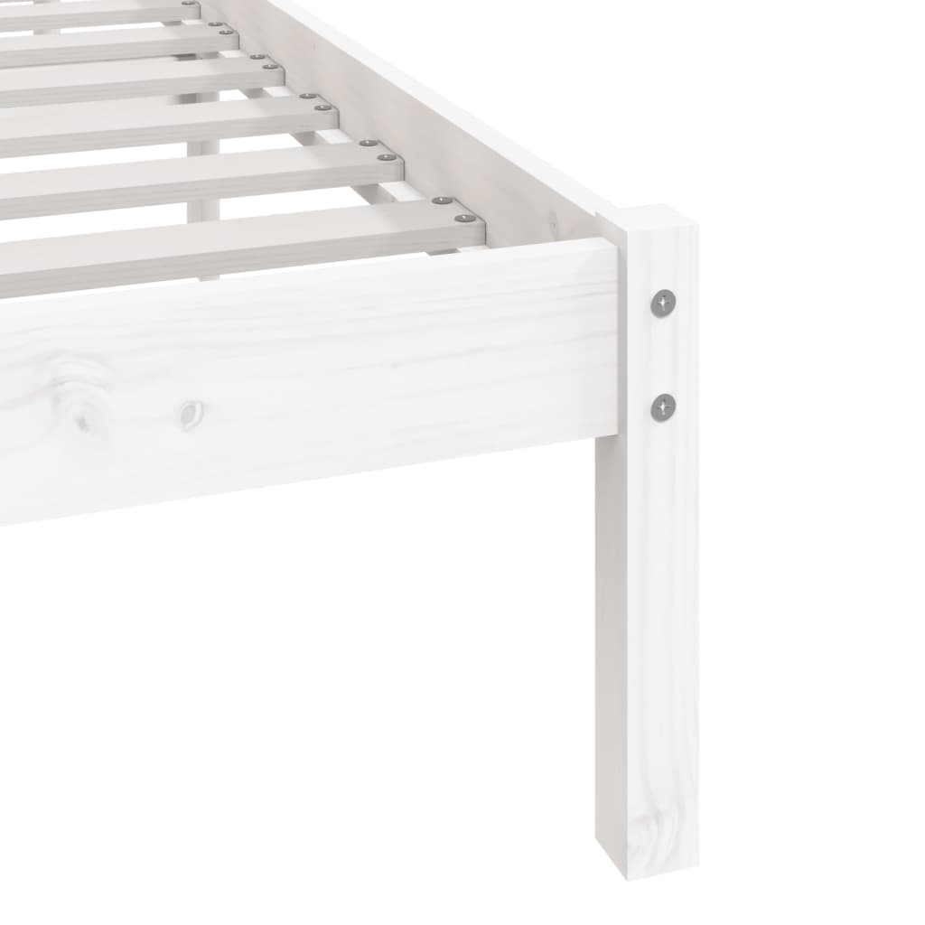 Bed Frame without Mattress White Solid Wood Pine 160x200 cm