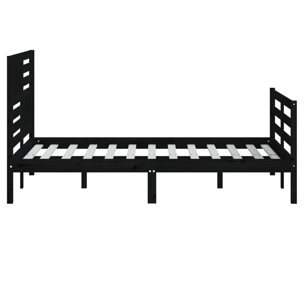 Bed Frame Black 135x190 cm Double Solid Wood