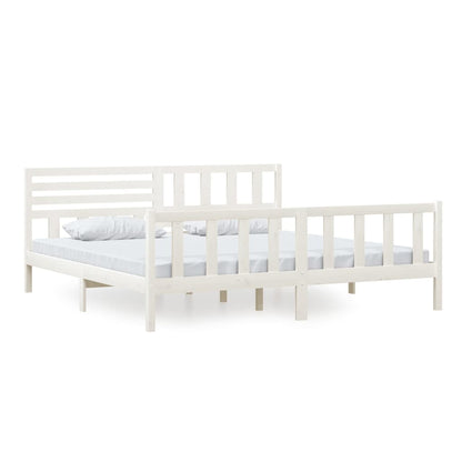 3101174 vidaXL Bed Frame without Mattress White Solid Wood 200x200 cm (810103+814165)