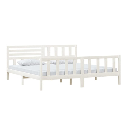 3101174 vidaXL Bed Frame without Mattress White Solid Wood 200x200 cm (810103+814165)