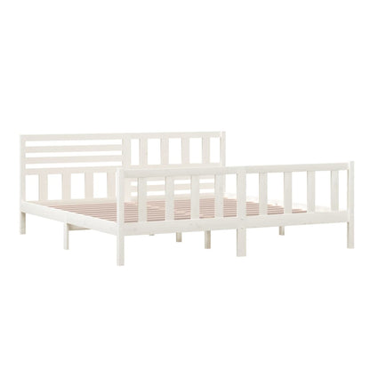 3101174 vidaXL Bed Frame without Mattress White Solid Wood 200x200 cm (810103+814165)