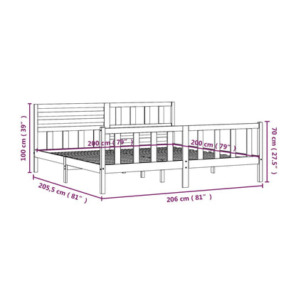3101174 vidaXL Bed Frame without Mattress White Solid Wood 200x200 cm (810103+814165)
