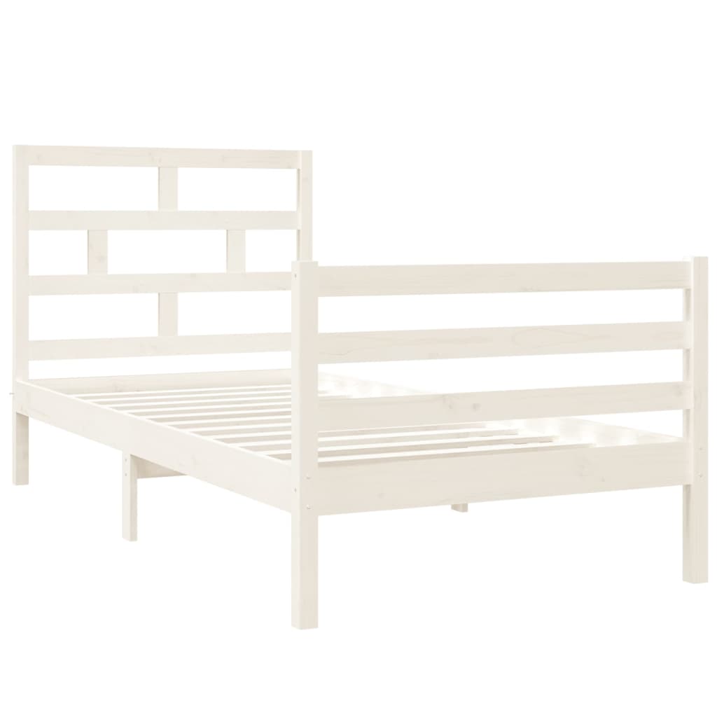 Bed Frame without Mattress White 90x190 cm Single Single Solid Wood