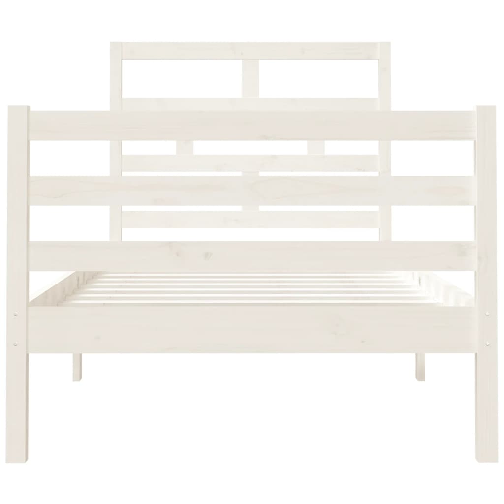 Bed Frame without Mattress White 90x190 cm Single Single Solid Wood