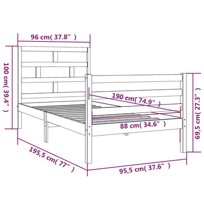 Bed Frame without Mattress White 90x190 cm Single Single Solid Wood