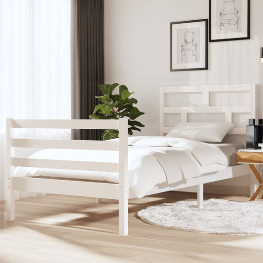 Bed Frame without Mattress White 90x190 cm Single Single Solid Wood