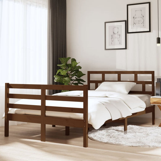 Bed Frame Honey Brown 120x190 cm Small Double Solid Wood