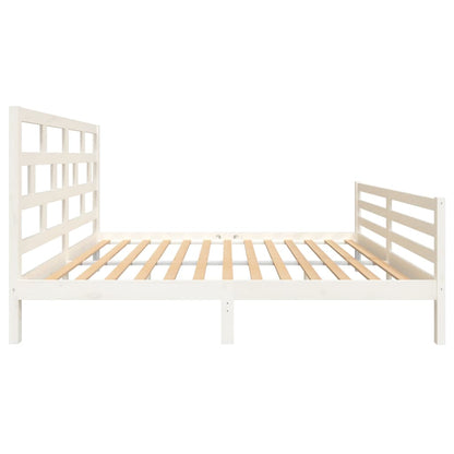 Bed Frame without Mattress White Solid Wood King Size