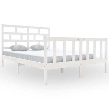 3101349 vidaXL Bed Frame without Mattress White Solid Wood 140x200 cm (810083+814195)