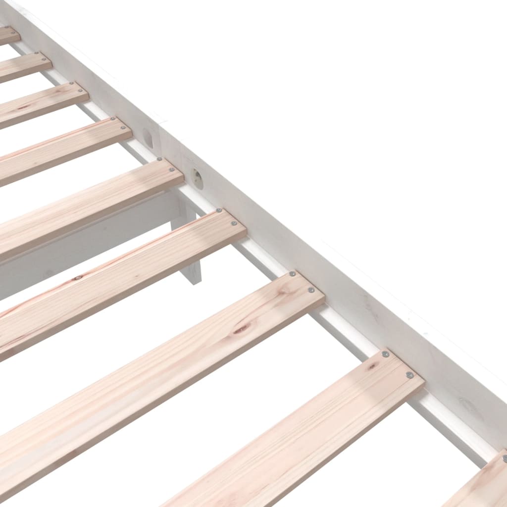3101349 vidaXL Bed Frame without Mattress White Solid Wood 140x200 cm (810083+814195)