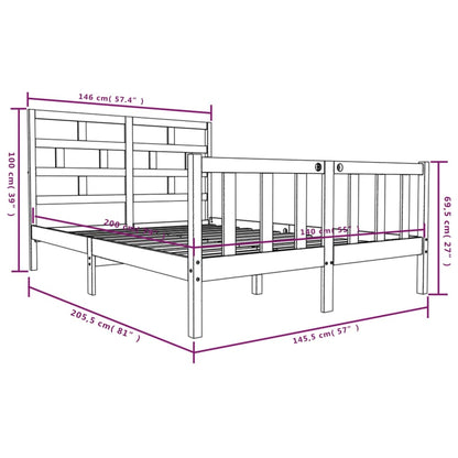 3101349 vidaXL Bed Frame without Mattress White Solid Wood 140x200 cm (810083+814195)