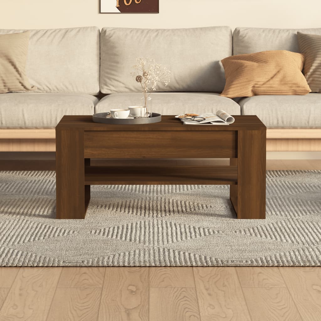 Coffee Table Brown Oak 102x55x45 cm Engineered Wood