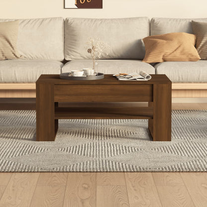Coffee Table Brown Oak 102x55x45 cm Engineered Wood