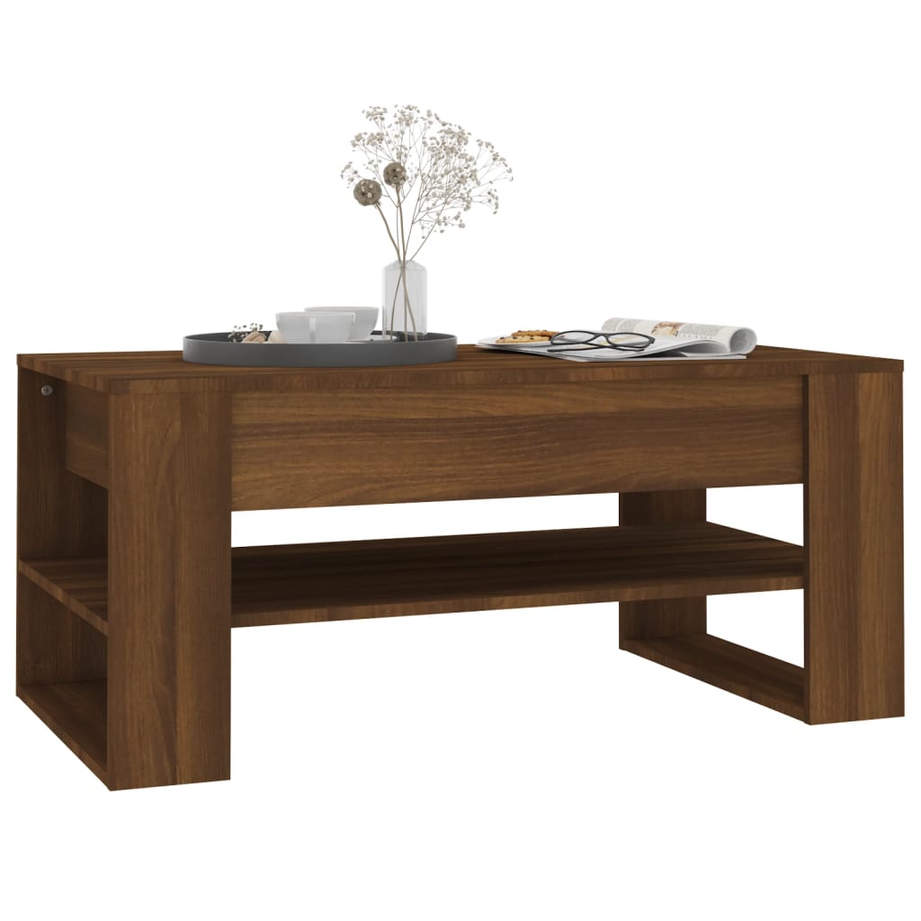 Coffee Table Brown Oak 102x55x45 cm Engineered Wood