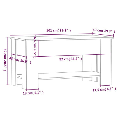 Coffee Table Black 101x49x52 cm Engineered Wood