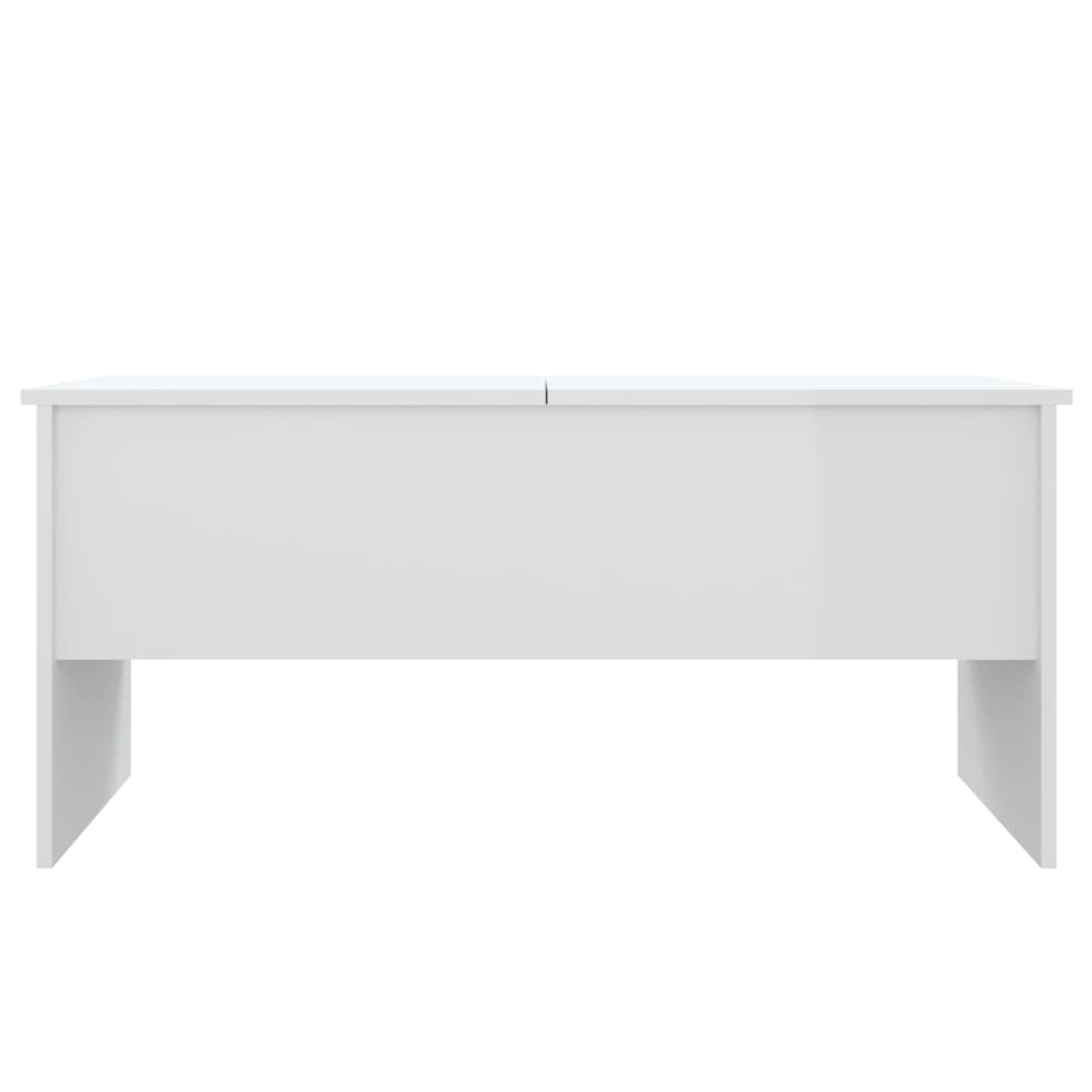 Coffee Table High Gloss White 102x50.5x46.5 cm Engineered Wood