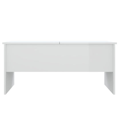 Coffee Table High Gloss White 102x50.5x46.5 cm Engineered Wood