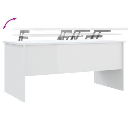 Coffee Table High Gloss White 102x50.5x46.5 cm Engineered Wood