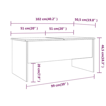 Coffee Table High Gloss White 102x50.5x46.5 cm Engineered Wood