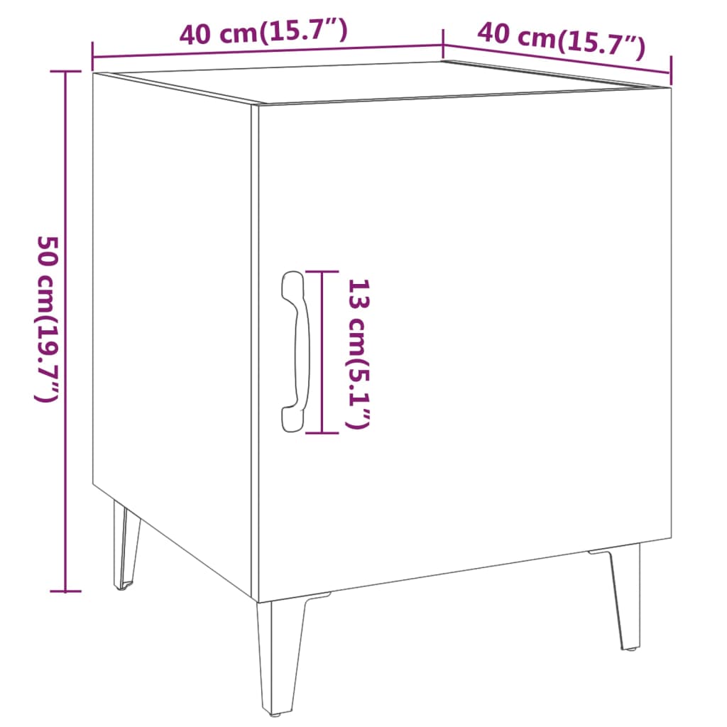 Bedside Cabinet White Engineered Wood
