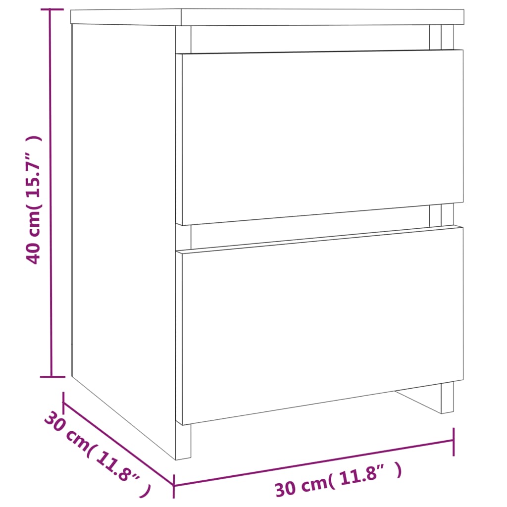 Bedside Cabinet Smoked Oak 30x30x40 cm Engineered Wood