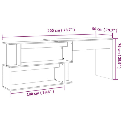 Corner Desk Grey Sonoma 200x50x76 cm Engineered Wood