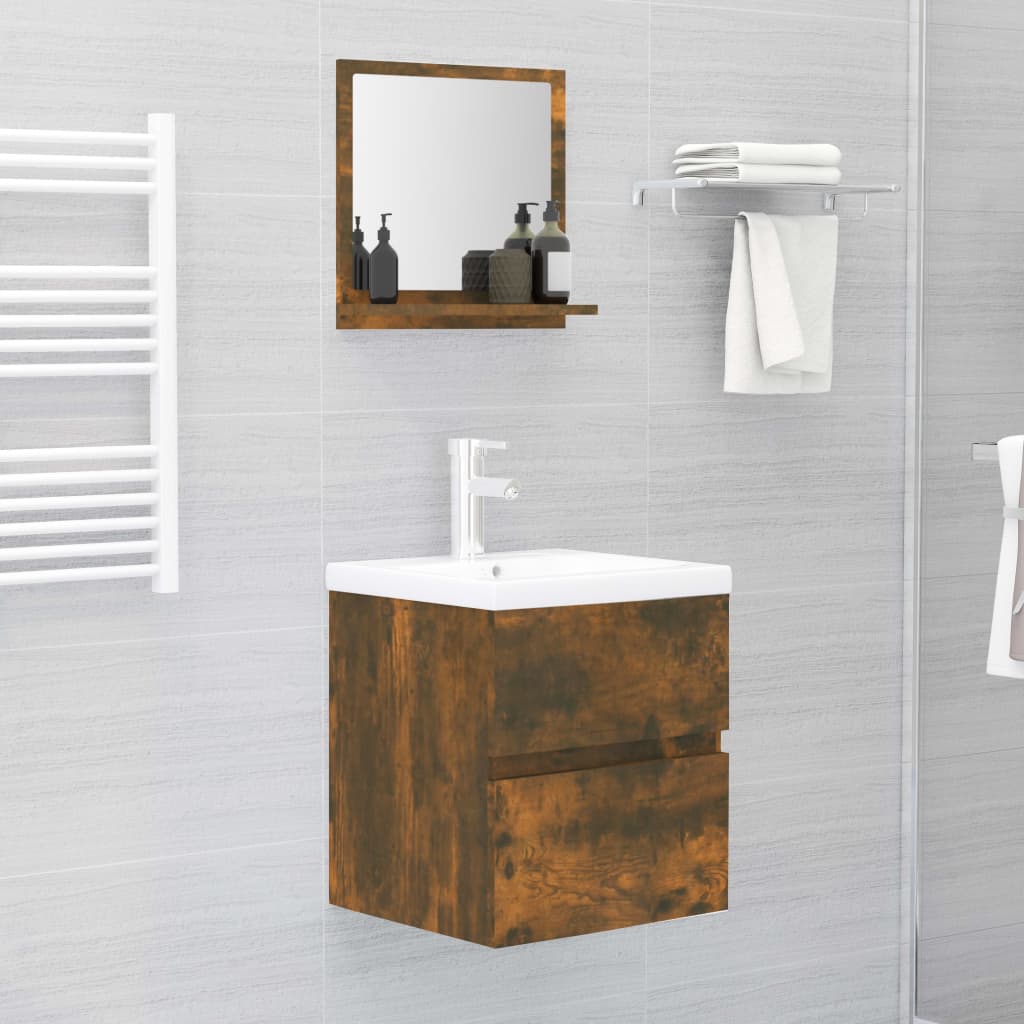 Bathroom Mirror Smoked Oak 40x10.5x37 cm Engineered Wood