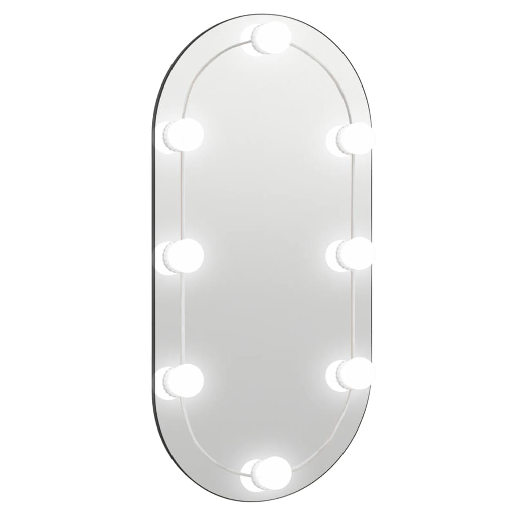 Mirror with LED Lights 80x40 cm Glass Oval