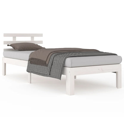 Bed Frame without Mattress White Solid Wood 100x200 cm