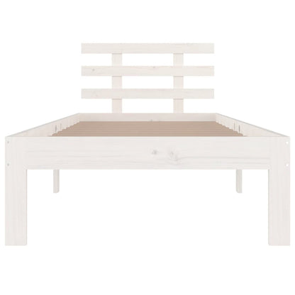 Bed Frame without Mattress White Solid Wood 100x200 cm