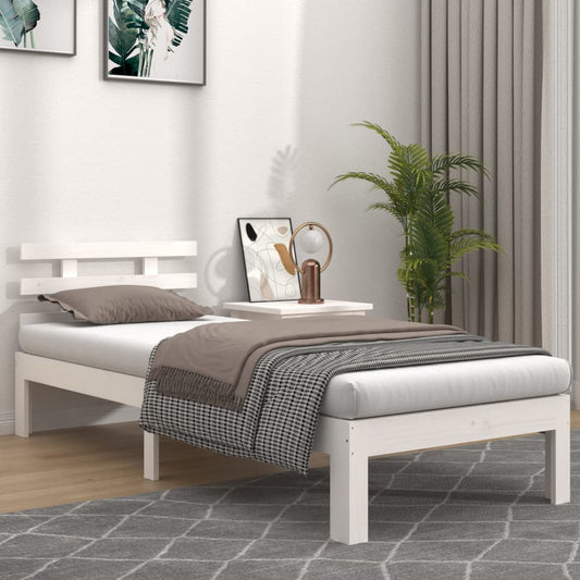 Bed Frame without Mattress White Solid Wood 100x200 cm