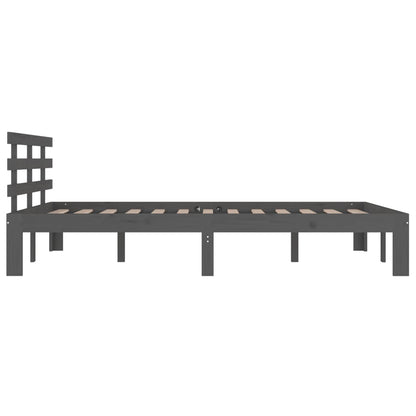 Bed Frame without Mattress Grey Solid Wood 150x200 cm King Size King Size