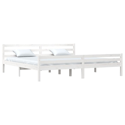 Bed Frame without Mattress White Solid Wood 180x200 cm Super King