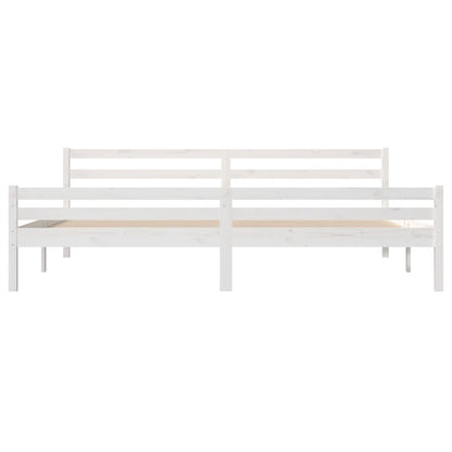 Bed Frame without Mattress White Solid Wood 180x200 cm Super King