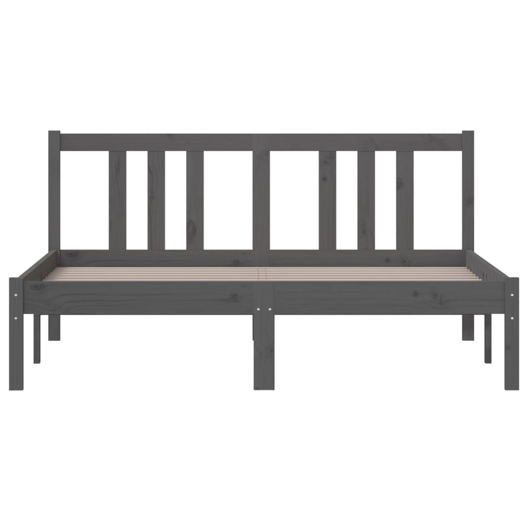 Bed Frame without Mattress Grey Solid Wood 135x190 cm Double Double