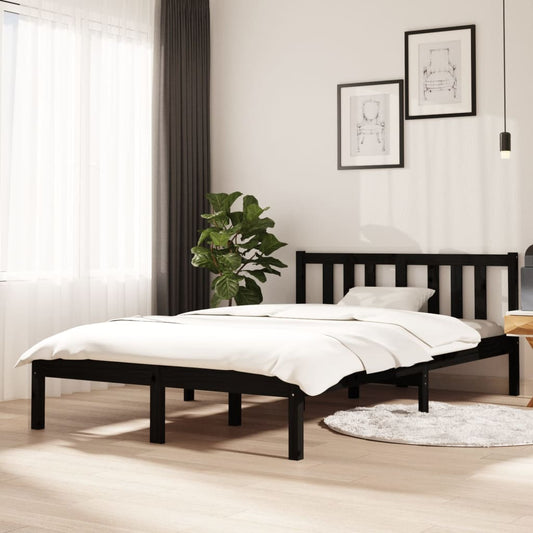 Bed Frame Black Solid Wood 120x200 cm