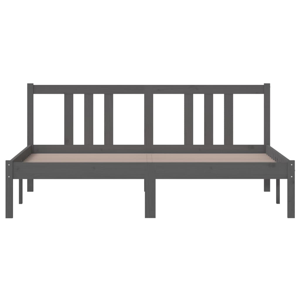 Bed Frame without Mattress Grey Solid Wood 150x200 cm King Size King Size