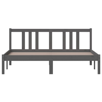 Bed Frame without Mattress Grey Solid Wood 150x200 cm King Size King Size