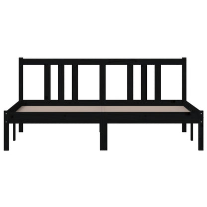 Bed Frame without Mattress Black Solid Wood 150x200 cm King Size King Size