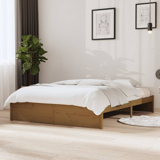 Bed Frame Honey Brown Solid Wood 140x190 cm
