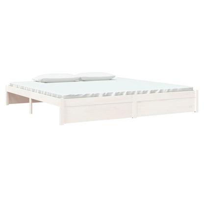 Bed Frame without Mattress White Solid Wood 200x200 cm