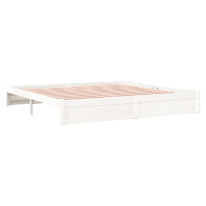 Bed Frame without Mattress White Solid Wood 200x200 cm