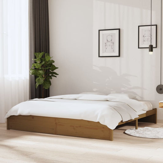 Bed Frame Honey Brown Solid Wood 200x200 cm