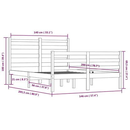 Bed Frame without Mattress Solid Wood Pine 140x200 cm