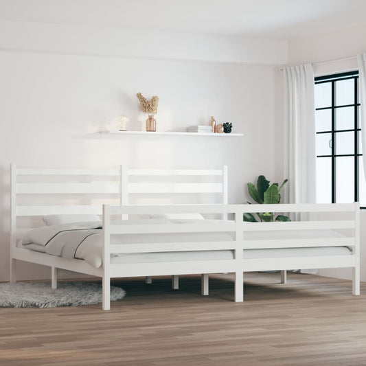 Bed Frame Solid Wood Pine 200x200 cm White
