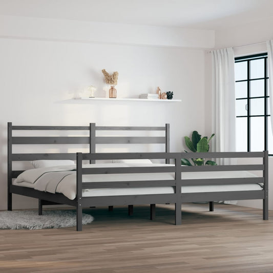 Bed Frame Solid Wood Pine 200x200 cm Grey