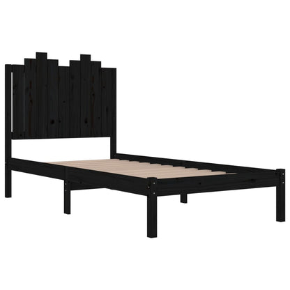 3103772 vidaXL Bed Frame without Mattress Black Solid Wood 100x200 cm (810011+818459)