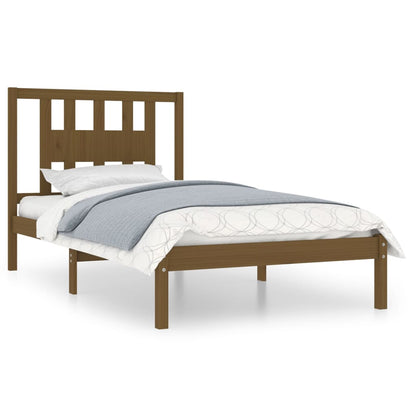 3104056 vidaXL Bed Frame without Mattress Honey Brown Solid Wood 100x200 cm (810010+818658)