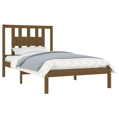 3104056 vidaXL Bed Frame without Mattress Honey Brown Solid Wood 100x200 cm (810010+818658)